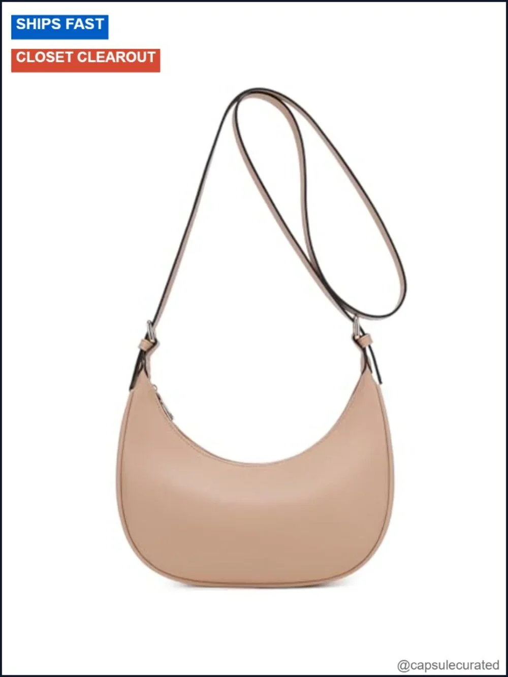 Faux Leather Crescent Hobo Bag for Women Crossbody Shoulder Purse Trendy